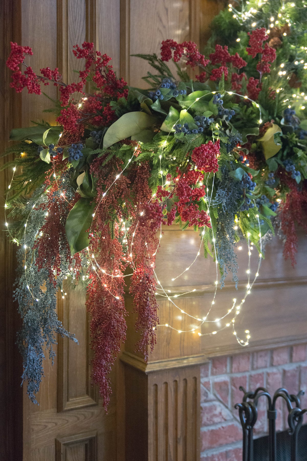 29" Mini Red Berry Hanging Branch | Christmas Berry Spray | Holiday Tree & Garland Decor