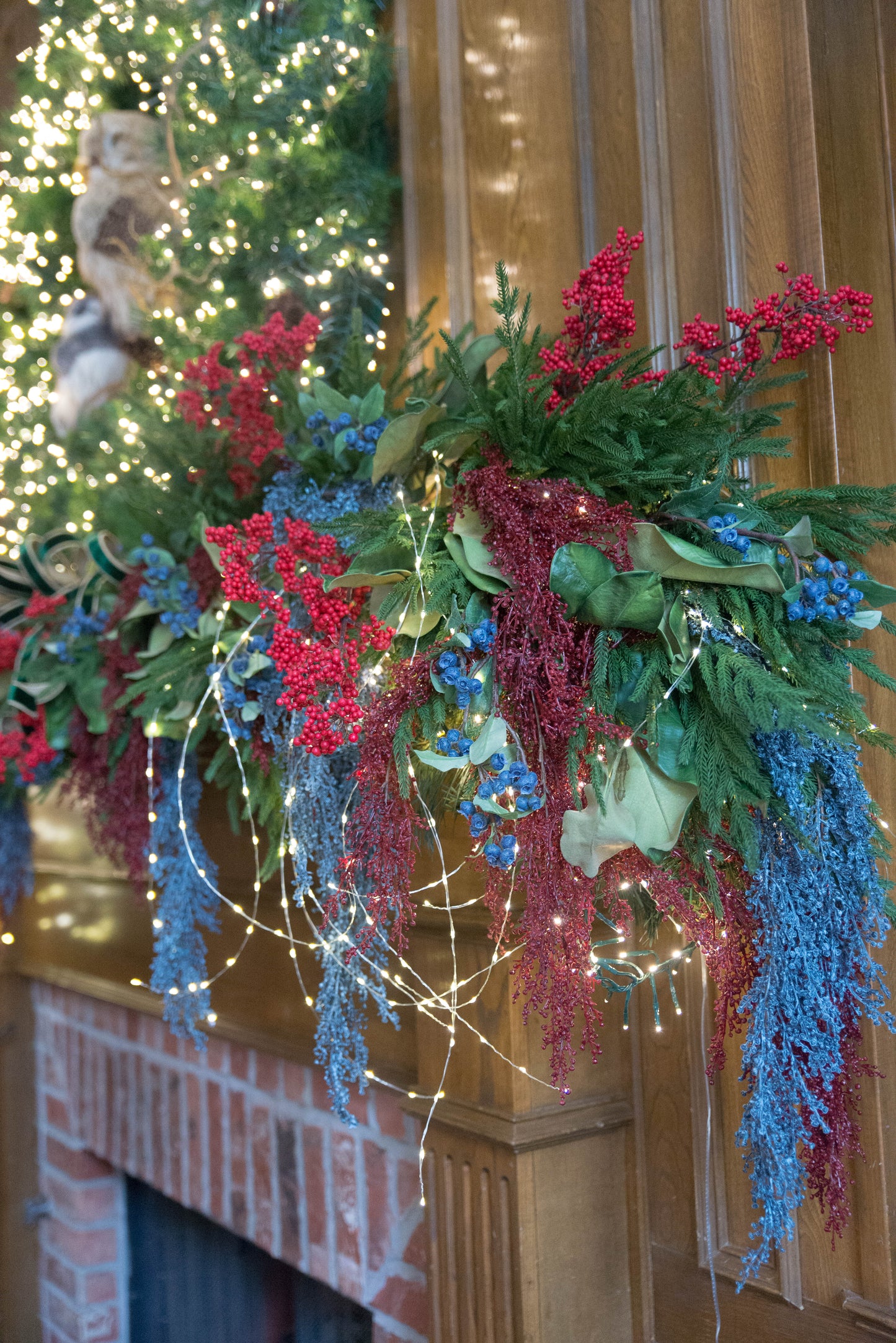 29" Mini Red Berry Hanging Branch | Christmas Berry Spray | Holiday Tree & Garland Decor