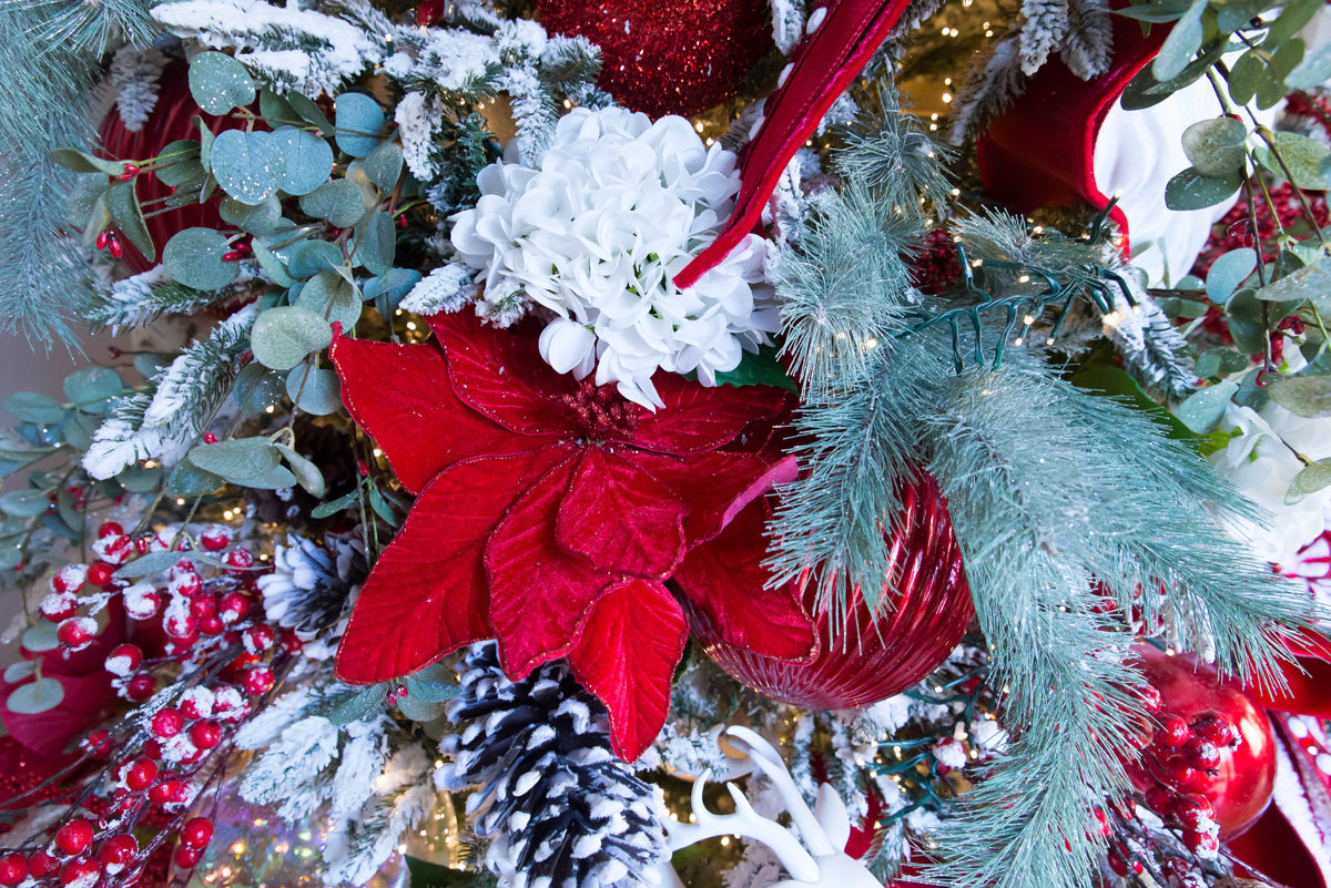 30" Glitter Long Needle Pine Spray | Christmas Tree Greenery | Glitter Holiday Pine Stem
