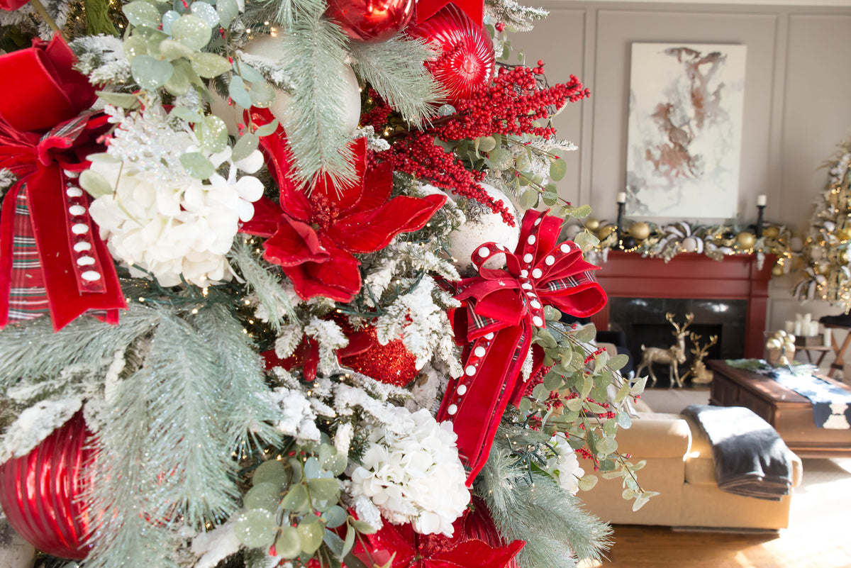 30" Glitter Long Needle Pine Spray | Christmas Tree Greenery | Glitter Holiday Pine Stem