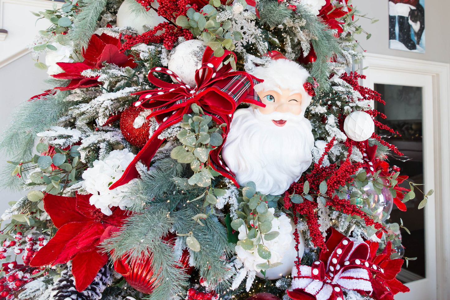 30" Glitter Long Needle Pine Spray | Christmas Tree Greenery | Glitter Holiday Pine Stem