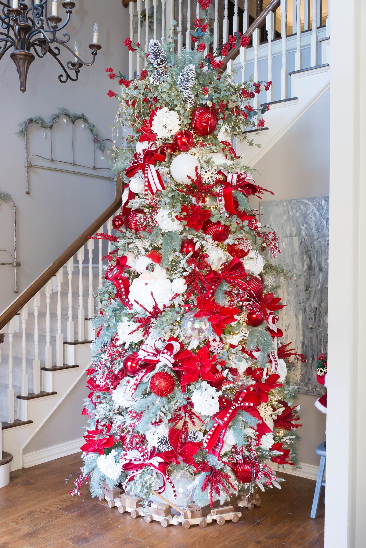30" Glitter Long Needle Pine Spray | Christmas Tree Greenery | Glitter Holiday Pine Stem