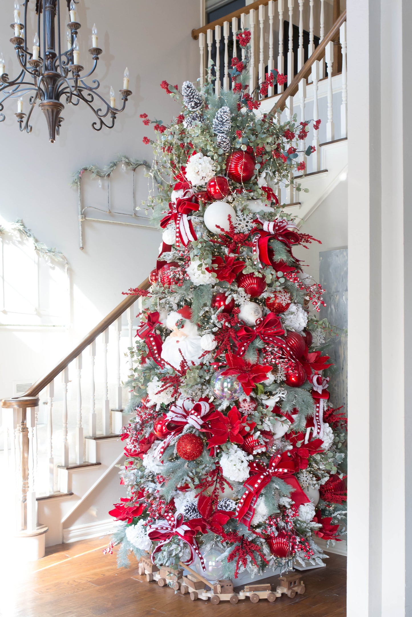 30" Glitter Long Needle Pine Spray | Christmas Tree Greenery | Glitter Holiday Pine Stem