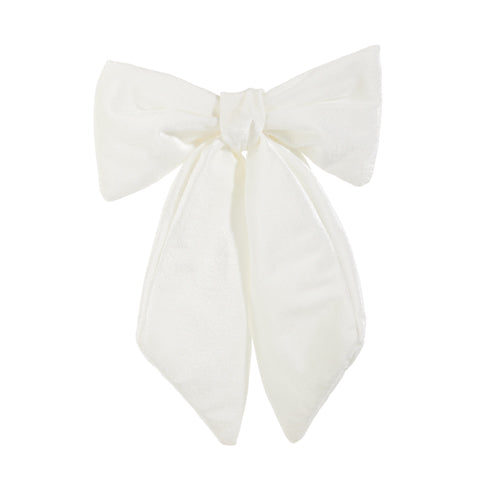 11 Inch Ivory Velvet Bow Clip-On Ornament
