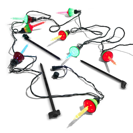 RAZ 15' Connectable Faux Bubble Christmas Lights – 40 Multicolor Lights with Stakes
