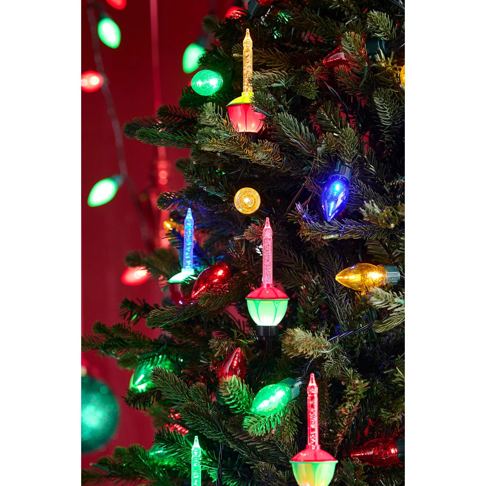 RAZ 15' Connectable Faux Bubble Christmas Lights – 40 Multicolor Lights with Stakes