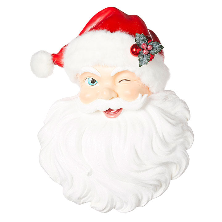 18" Santa Face Wall Art by RAZ Imports Happy Hollydays