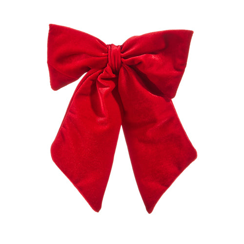 11 Inch Red Velvet Bow Clip-On Ornament