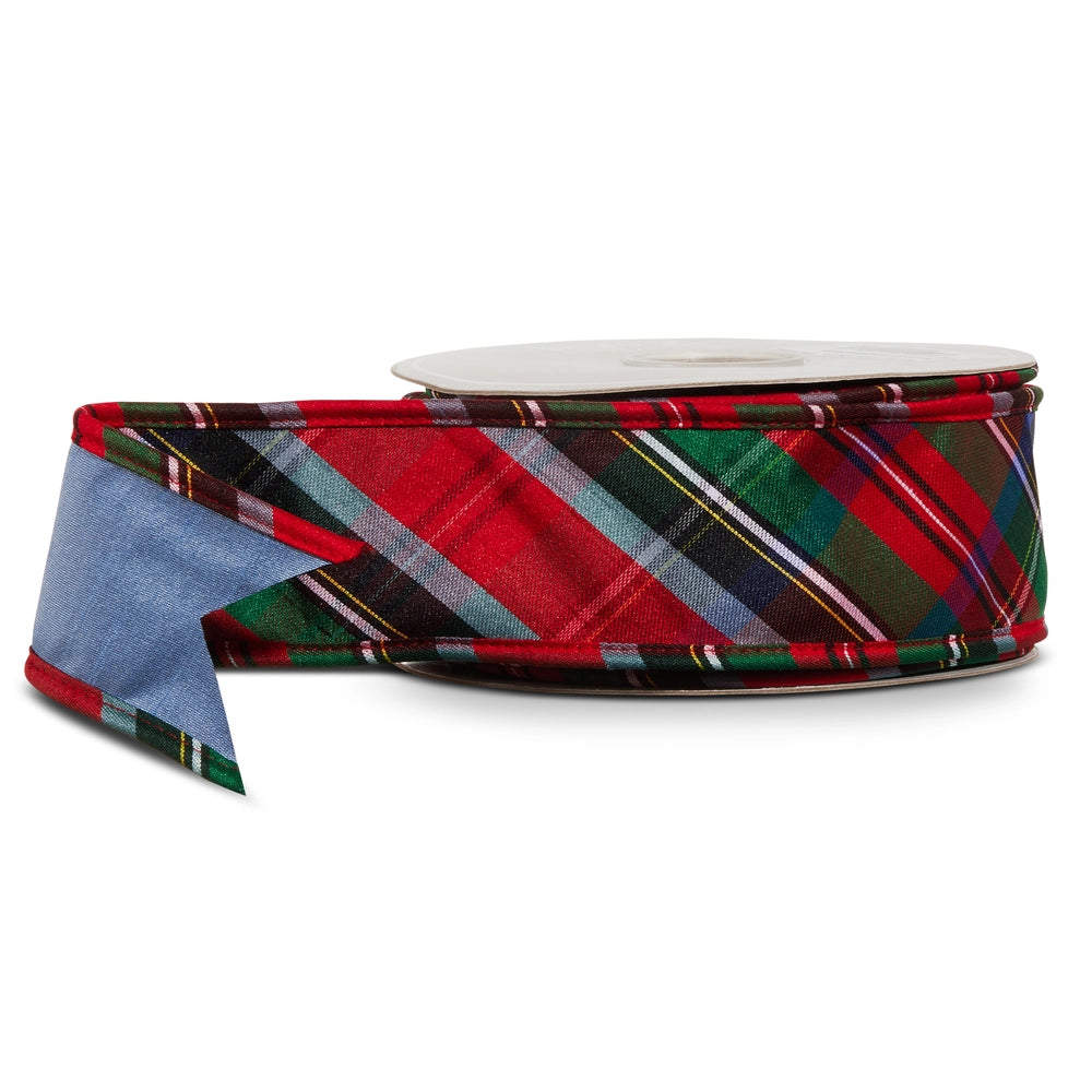 Tartan Plaid Wired Ribbon – 2.5 Inches by 10 Yards