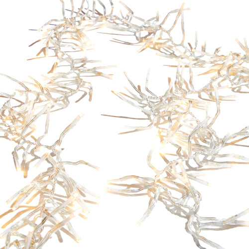 19.6' Cluster Light Garland with 600 Warm White LED Lights on CLEAR WIRE