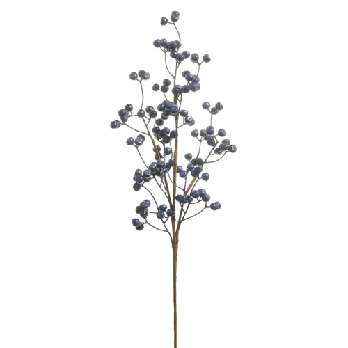24" Blue Berry & Pod Spray | Blue Christmas Tree Pick | Winter Holiday Decor