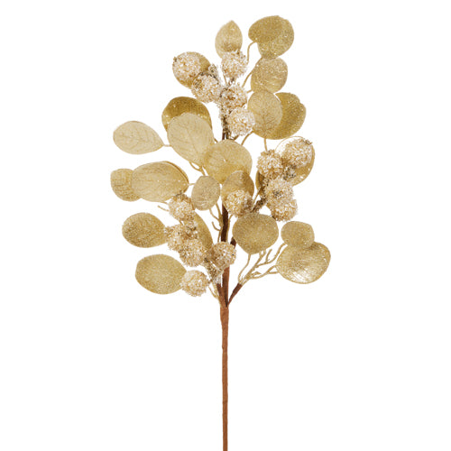 23.5" Iced Glitter Pod Branch | Frosted Christmas Stem | Winter Holiday Tree Decor