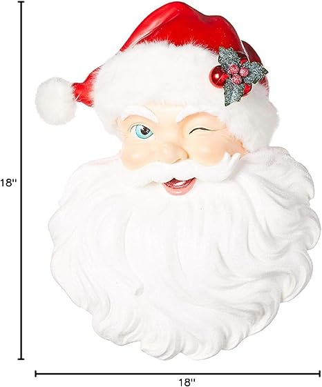 18" Santa Face Wall Art by RAZ Imports Happy Hollydays