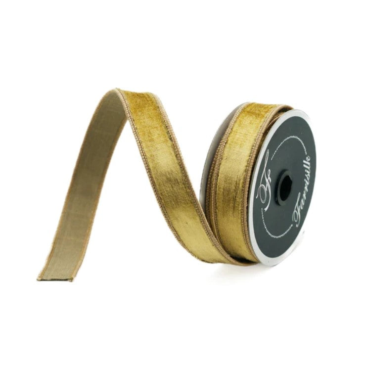 Gold Velvet WIRED Designer Ribbon, 1 Inch by 10 Yards – Holiday Hangups